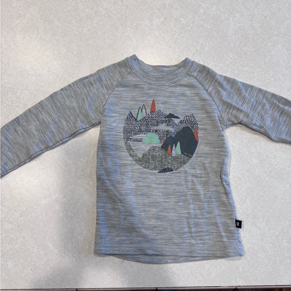 Reima Bamboo and Merino Wool Long Sleeve with Mountain Design